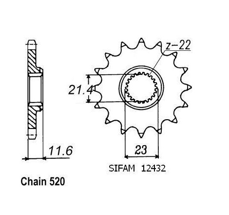 Pignone Yamaha 250 Ttr 1993-2004 - 520 - 12 Denti - Simile a JTF583