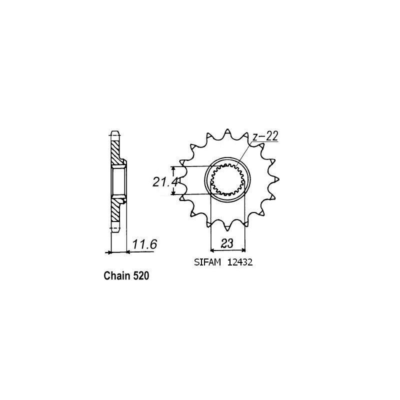 Pignone Yamaha 250 Ttr 1993-2004 - 520 - 13 Denti - Simile a JTF583