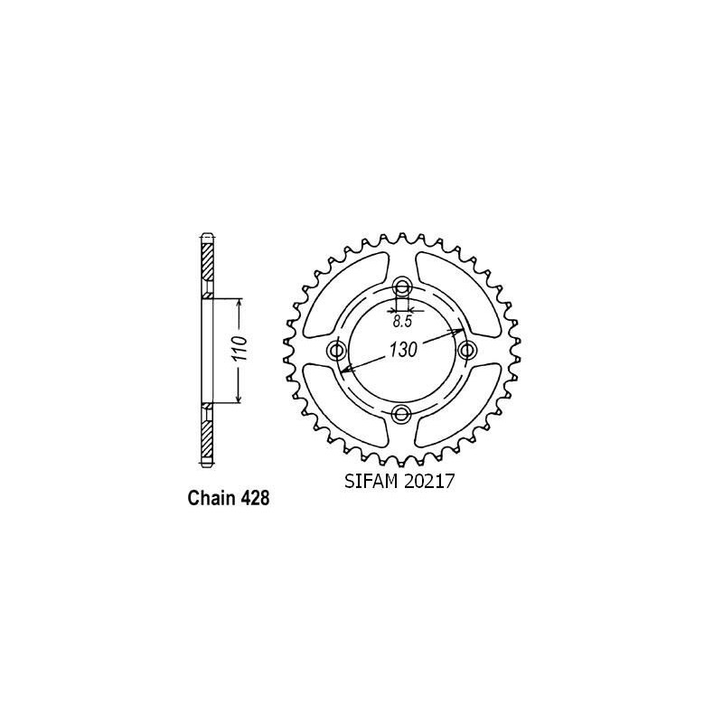 Corona Honda 80 Cr 1986-2001 - 428 - 49 Denti - Simile a JTR217