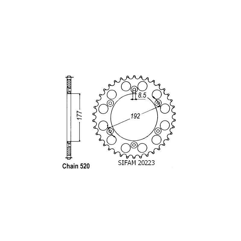 Corona All Husqvarna 125/250 Cr/Wr 1985-1987 - 520 - 52 Denti - Simile a JTA223