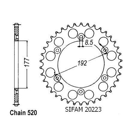 Corona All Husqvarna 125/250 Cr/Wr 1985-1987 - 520 - 52 Denti - Simile a JTA223