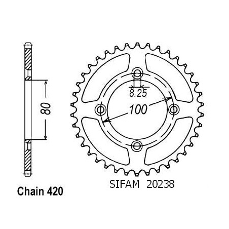 Corona All Honda Xr 80 1985-2001 - 420 - 49 Denti - Simile a JTA214