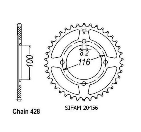 Corona All Kawasaki 80/85 Kx 1983-2004 - 428 - 51 Denti - Simile a JTA462