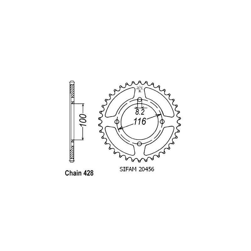 Corona All Kawasaki 80/85 Kx 1983-2004 - 428 - 51 Denti - Simile a JTA462