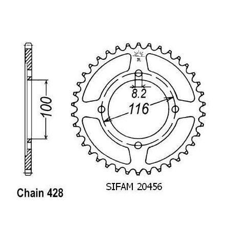 Corona All Kawasaki 80/85 Kx 1983-2004 - 428 - 51 Denti - Simile a JTA462