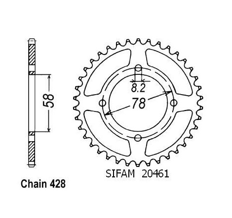 Corona Gn 125 E 1992-1998 - 428 - 42 Denti - Simile a JTR810