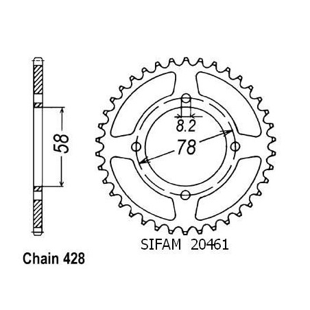 Corona Gn 125 E 1992-1998 - 428 - 42 Denti - Simile a JTR810