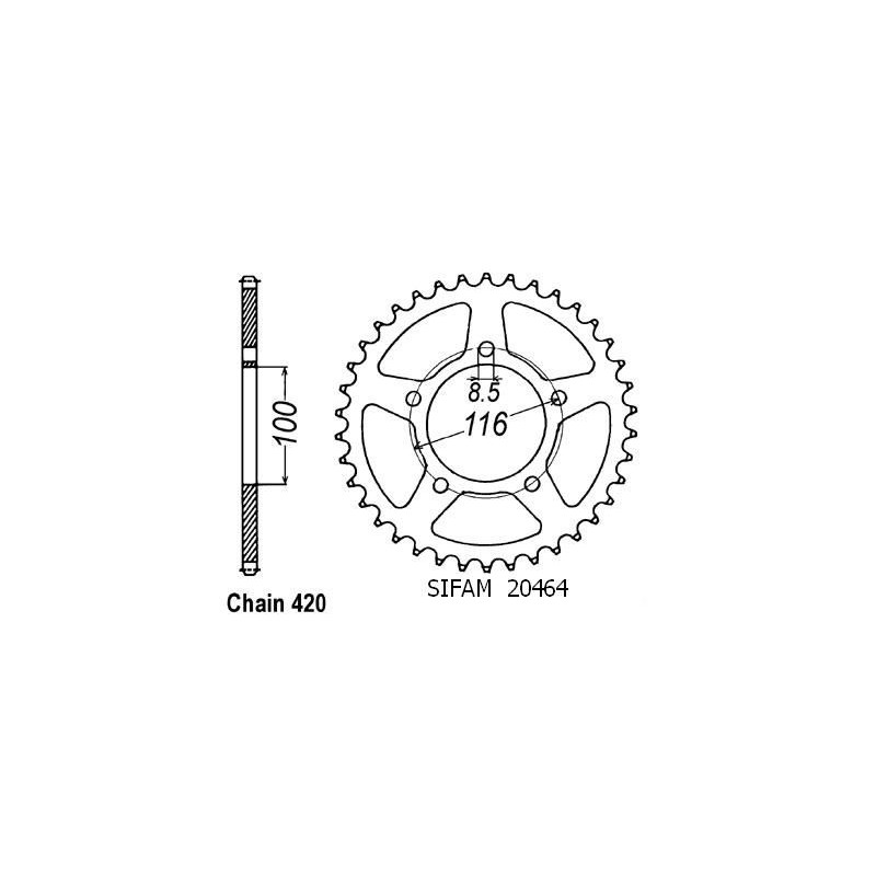 Corona All Kawasaki 60 Kx 1985-2001 - 420 - 44 Denti - Simile a JTA464