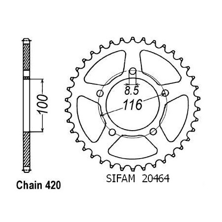 Corona All Kawasaki 60 Kx 1985-2001 - 420 - 44 Denti - Simile a JTA464