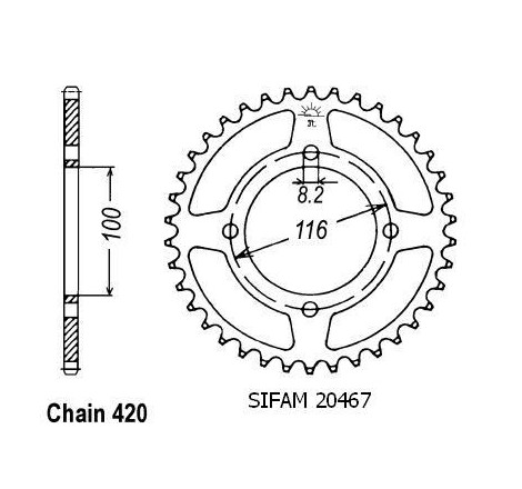 Corona All Kawasaki 80/85 Kx 1983-2004 - 420 - 52 Denti - Simile a JTA461