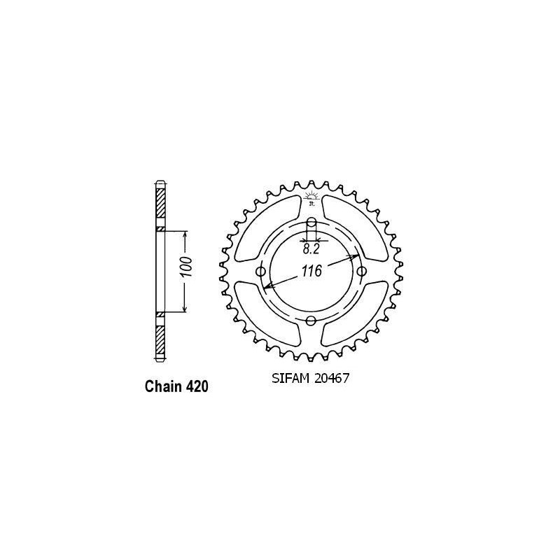 Corona All Kawasaki 80/85 Kx 1983-2004 - 420 - 52 Denti - Simile a JTA461