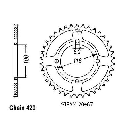 Corona All Kawasaki 80/85 Kx 1983-2004 - 420 - 52 Denti - Simile a JTA461