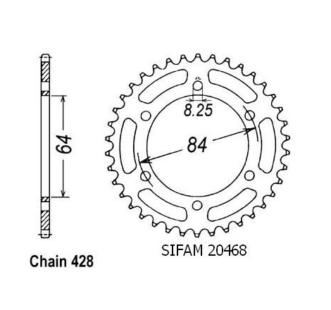 Corona Dr 125 S 1980-1985 - 428 - 47 Denti - Simile a JTR809