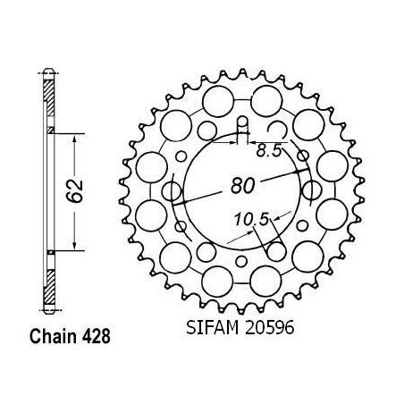 Corona Dt 125 E 1978-1979 - 428 - 37 Denti - Simile a JTR842