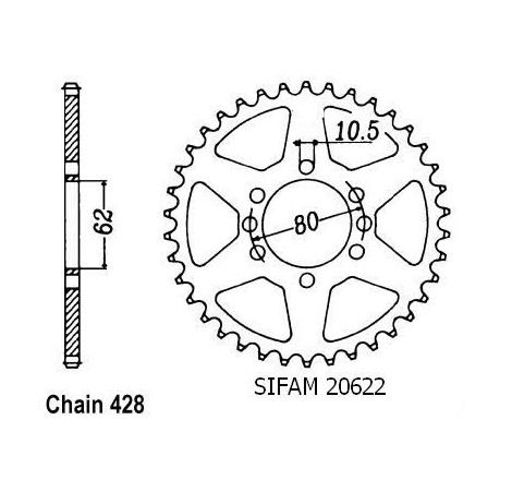 Corona Dt 125 Lc 1985-1988 Dt 125 Tenere 1988-1992 - 428 - 50 Denti - Simile a JTR843