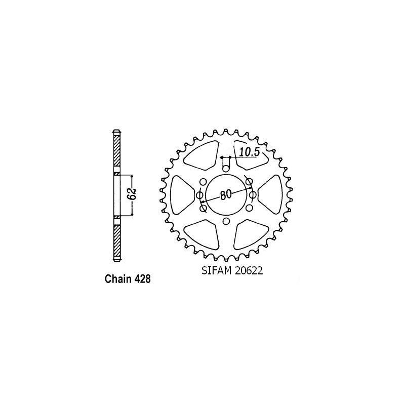 Corona Dt 125 Lc 1985-1988 Dt 125 Tenere 1988-1992 - 428 - 50 Denti - Simile a JTR843