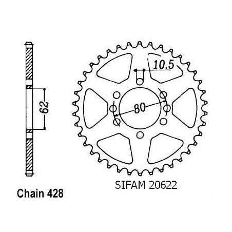 Corona Dt 125 Lc 1985-1988 Dt 125 Tenere 1988-1992 - 428 - 50 Denti - Simile a JTR843