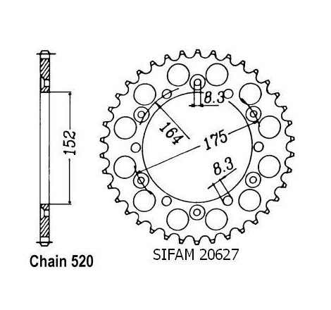 Corona All Yamaha 125/250 Yz 1981-1998 - 520 - 44 Denti - Simile a JTA853