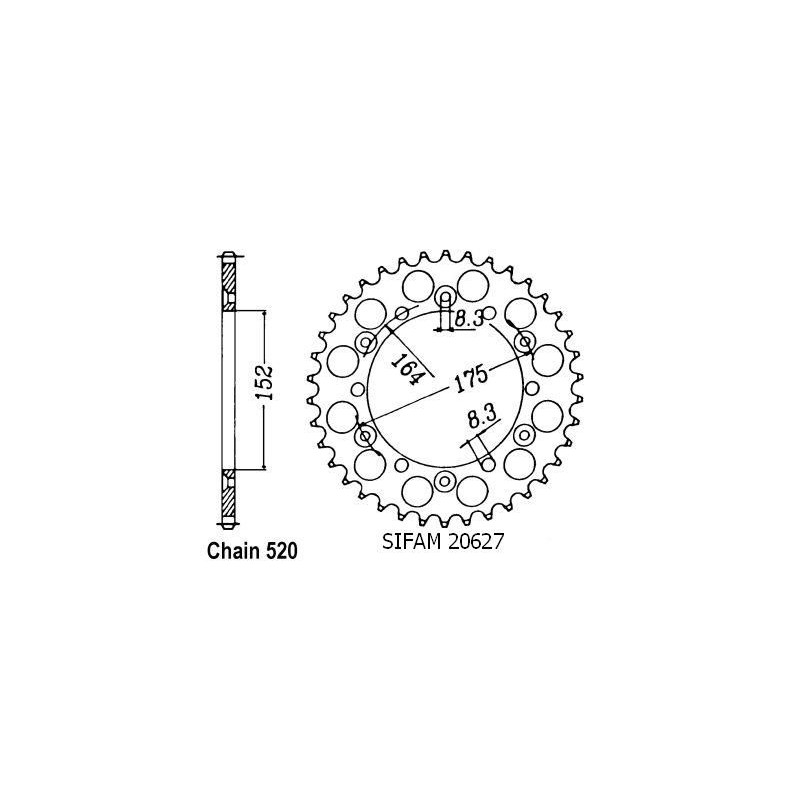 Corona All Yamaha 125/250 Yz 1981-1998 - 520 - 44 Denti - Simile a JTA853