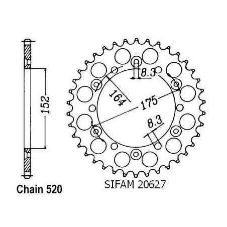 Corona All Yamaha 125/250 Yz 1981-1998 - 520 - 44 Denti - Simile a JTA853