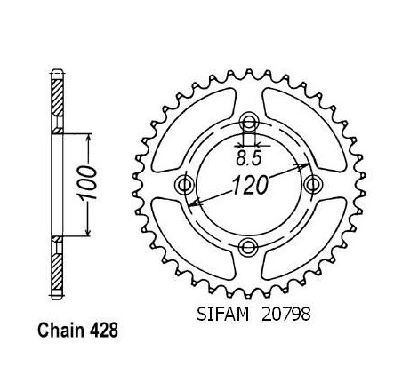 Corona All Suzuki / Yamaha 80/85 Yz/Rm 1993-2008 - 428 - 48 Denti - Simile a JTA798