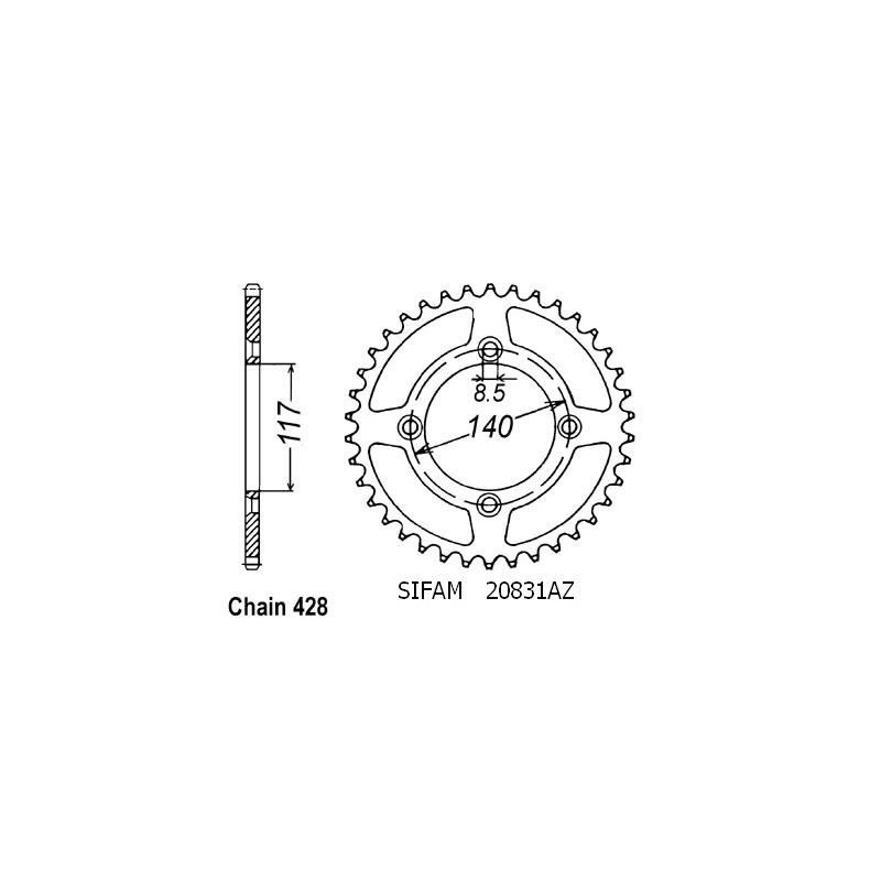 Corona All Yamaha 80 Yz 1984-1992 - 428 - 48 Denti - Simile a JTA831