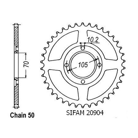 Corona Cb 360 F 1973-1976 Cb 400 F 1975-1979 - 530 - 38 Denti - Simile a JTR278