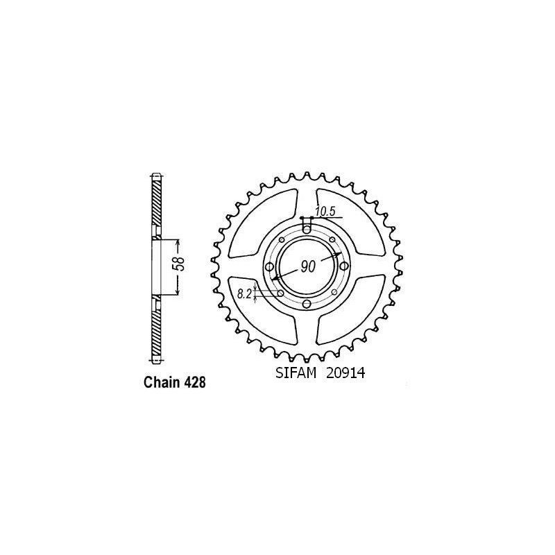 Corona Cb 125 S/T2/Twin 1979-8 - 428 - 38 Denti - Simile a JTR269