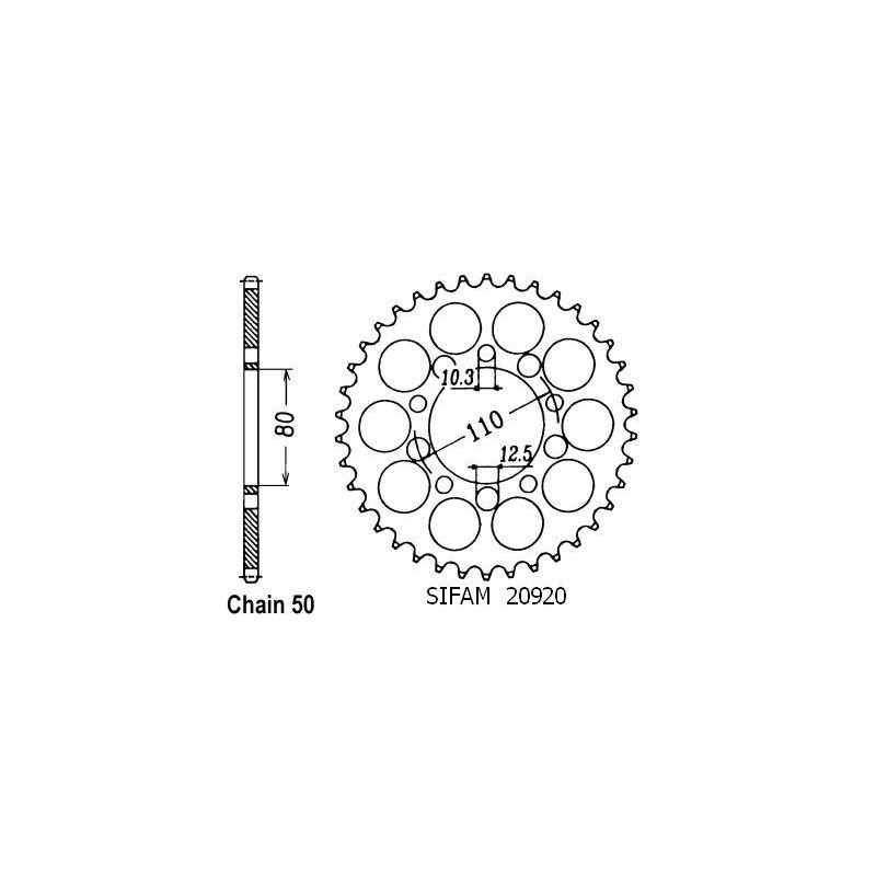 Corona Cbr 600 F 1987-1990 Cbx 550 F 1982-1986 - 530 - 43 Denti - Simile a JTR1334