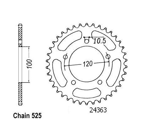 Corona Aprilia 750 Shiver - 525 - 44 Denti - Simile a JTR702