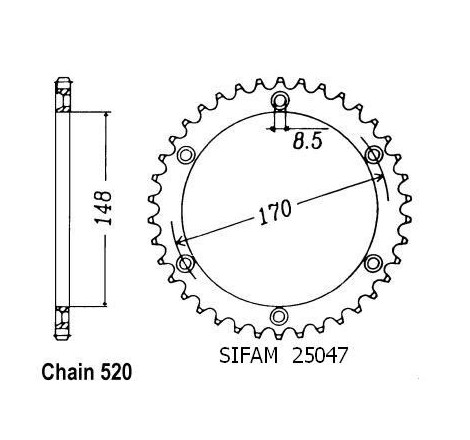 Corona Dr 600 S 1985-1989 Dr 650 Djebel 1990-1995 - 520 - 44 Denti - Simile a JTR828