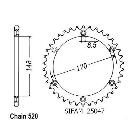 Corona Dr 600 S 1985-1989 Dr 650 Djebel 1990-1995 - 520 - 44 Denti - Simile a JTR828