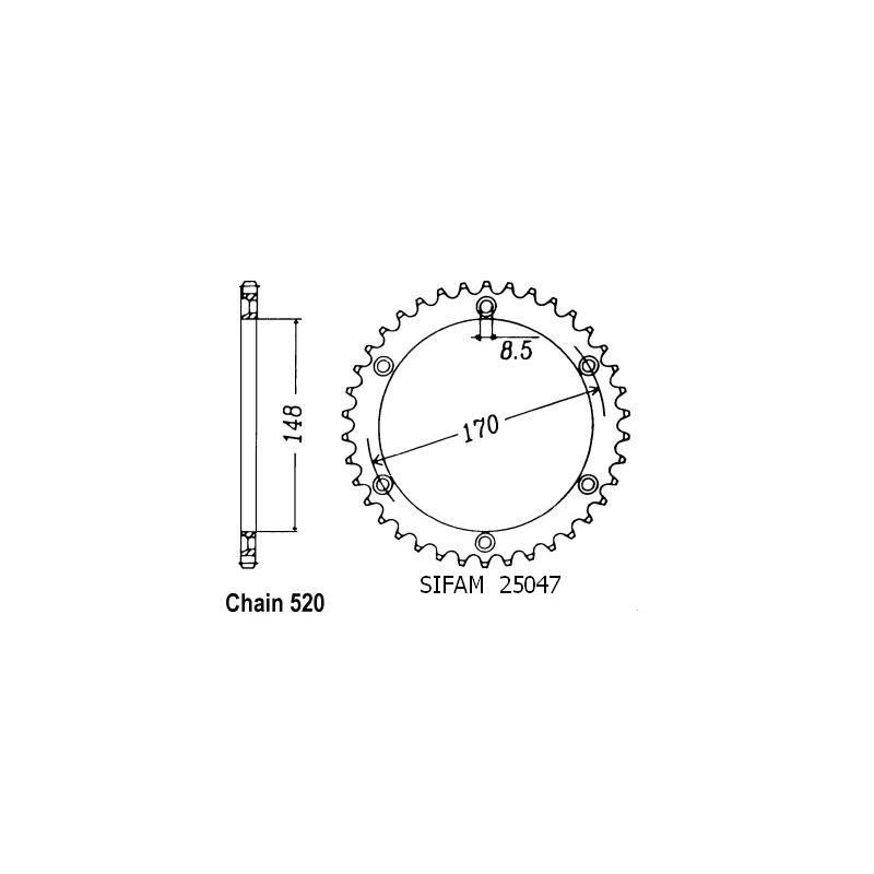 Corona Dr 800 S Big 1991-1993 - 520 - 47 Denti - Simile a JTR828