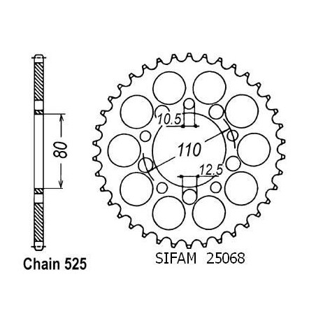 Corona Cb 450 S/Dx 1986-1989 Gb 500 Club Man 1991-1993 - 525 - 36 Denti - Simile a JTR1332