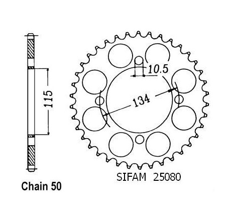 Corona 750 Elefant 1987-1989 - 530 - 46 Denti - Simile a JTR718