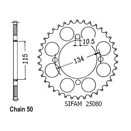 Corona 750 Elefant 1987-1989 - 530 - 46 Denti - Simile a JTR718