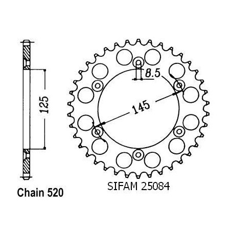 Corona 125 Tamanaco 1988-1991 - 520 - 40 Denti - Simile a JTR698