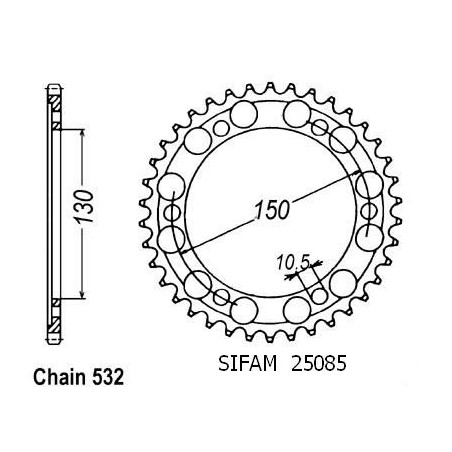 Corona Fzr 1000 Exup 1989-1997 Gts 1000 1993-1997 - 532 - 47 Denti - Simile a JTR866