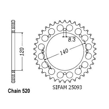 Couronne Ex 250 Ninja 2008 - 520 - 45 Denti - Simile a JTR487