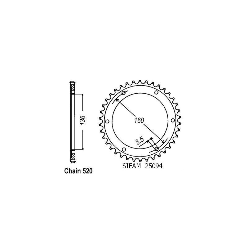 Couronne 650 Pegaso Ie 2001-2002 - 520 - 46 Denti - Simile a JTR5