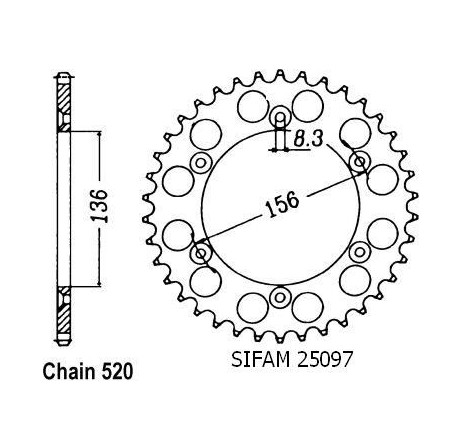 Corona All Husqvarna - Gas Gas 125/250/510/610 1990-2004 - 520 - 53 Denti - Simile a JTA822