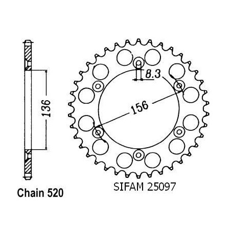 Corona All Husqvarna - Gas Gas 125/250/510/610 1990-2004 - 520 - 53 Denti - Simile a JTA822