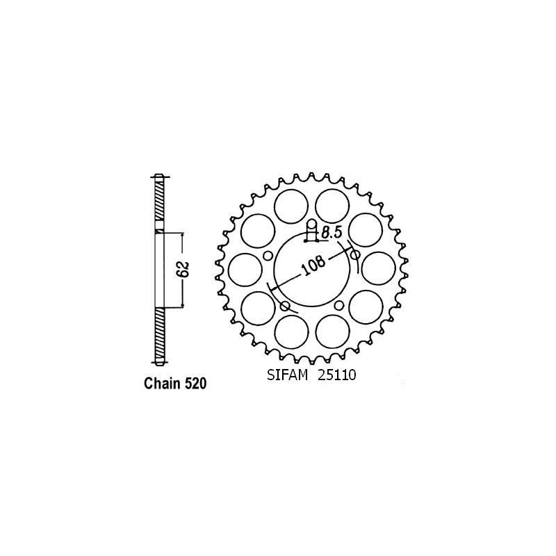 Corona 125 Pegaso 1989-1998 - 520 - 40 Denti - Simile a JTR21