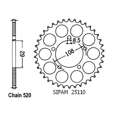 Corona 125 Pegaso 1989-1998 - 520 - 40 Denti - Simile a JTR21