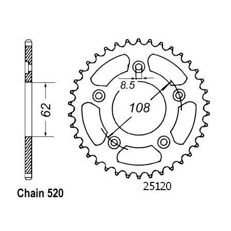 Corona Aprilia 125 Rs 1999 - 520 - 40 Denti - Simile a JTR701