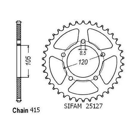 Corona Aprilia 50 Rx 1993-1998 - 415 - 40 Denti - Simile a JTR2011