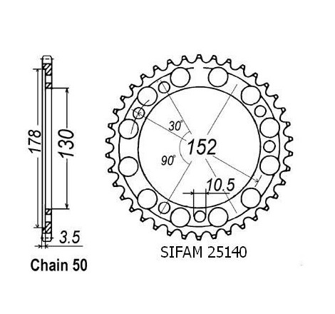 Corona 900 Ie Elefant 1993-1997 - 530 - 46 Denti - Simile a JTR729