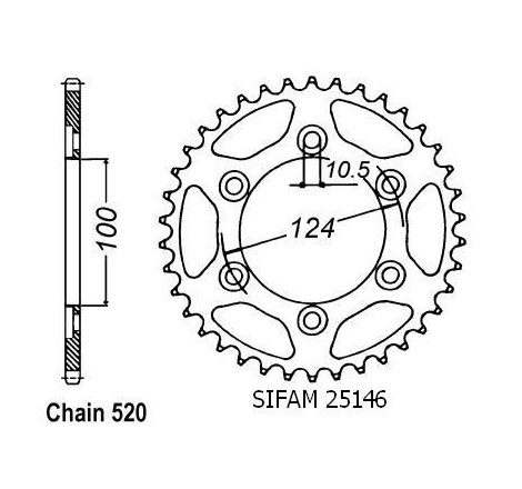 Corona Ducati 600 Ss 1994 - 520 - 36 Denti - Simile a JTR735