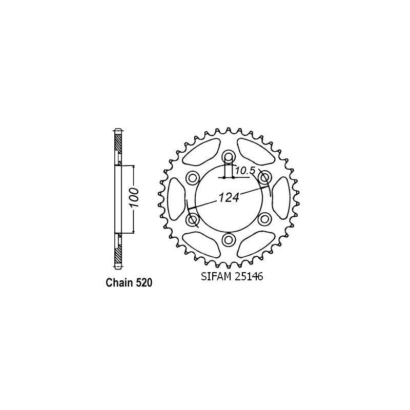 Corona Ducati 600 Ss 1994 - 520 - 36 Denti - Simile a JTR735