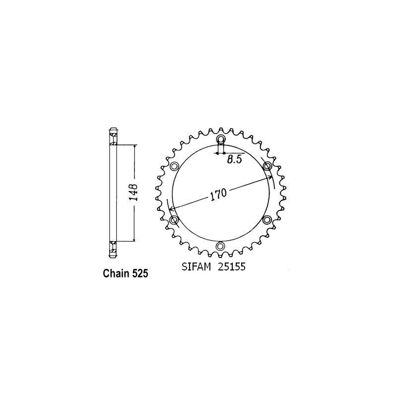 Corona Dr 800 S 1994-1996 - 525 - 41 Denti - Simile a JTR1821